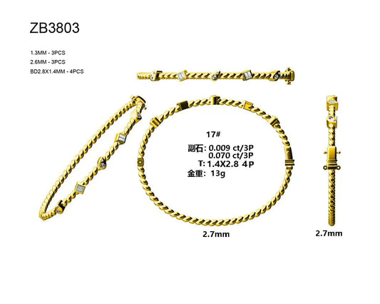 14KY DIAMOND MIXED BANGLE BRAC