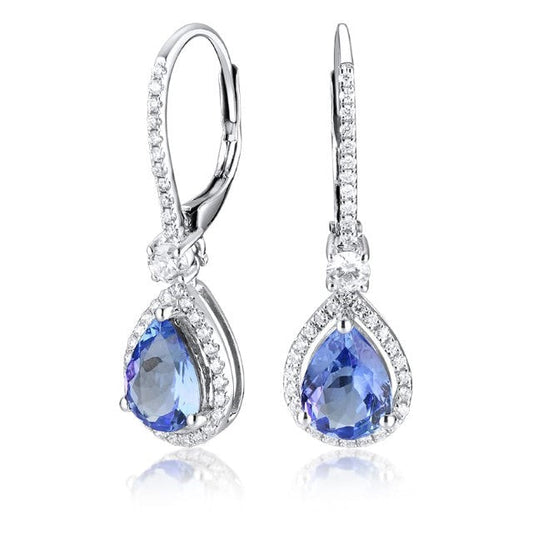 14KW PREC COLOR DANGLE HALO EARS