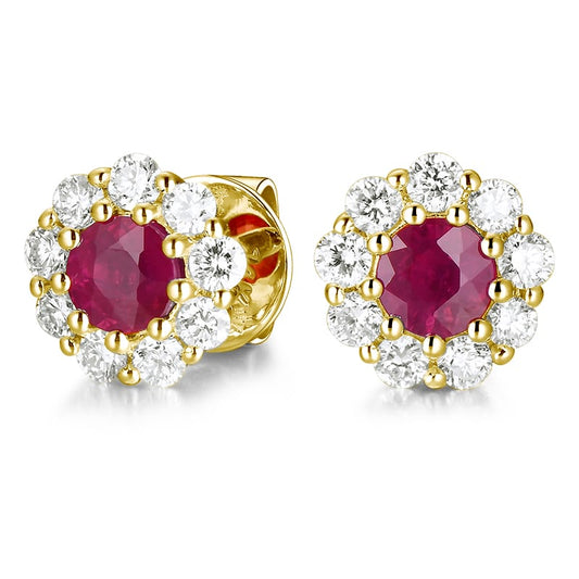 14KY PREC COLOR STUD HALO EARS