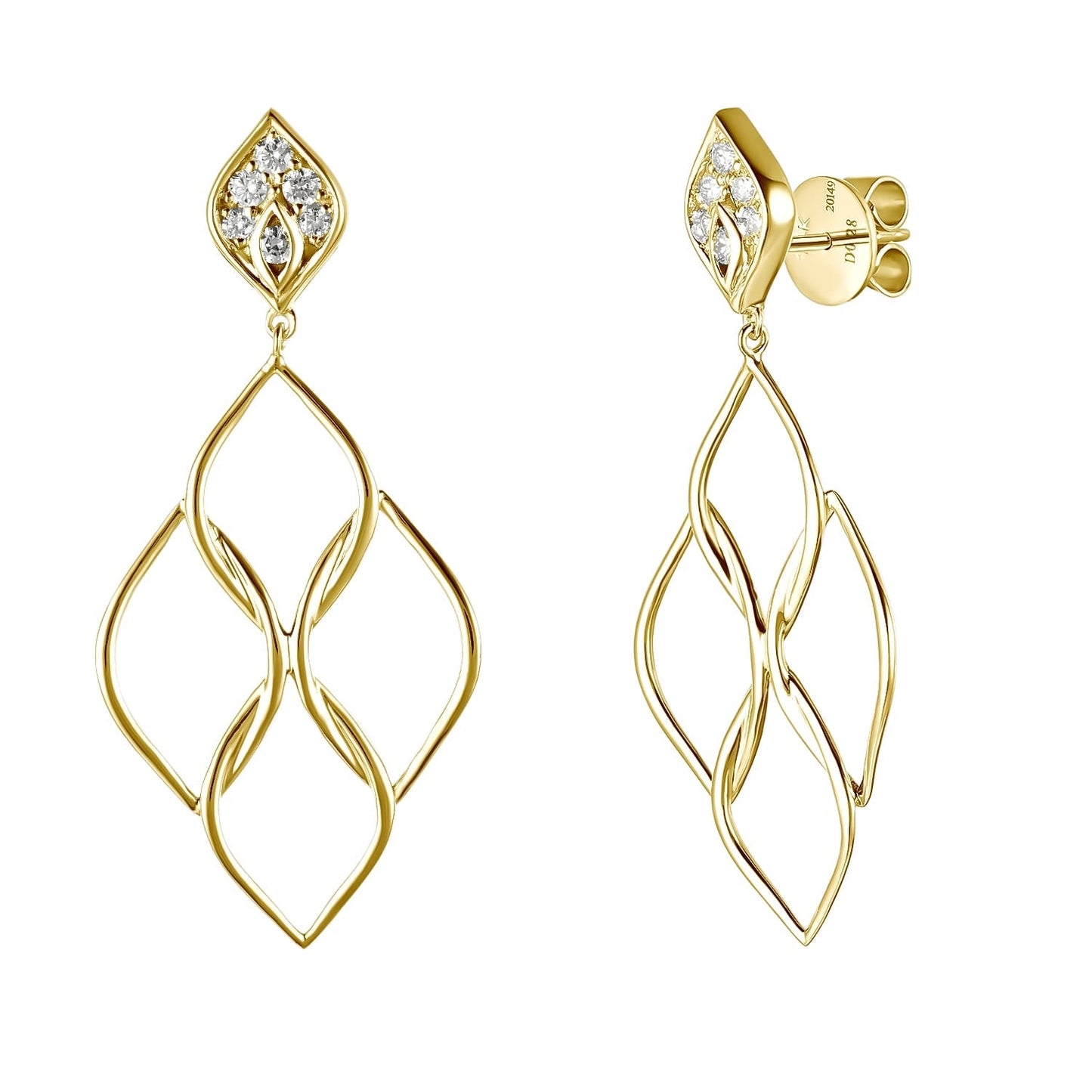 14KY DIAMOND  DANGLE EARS