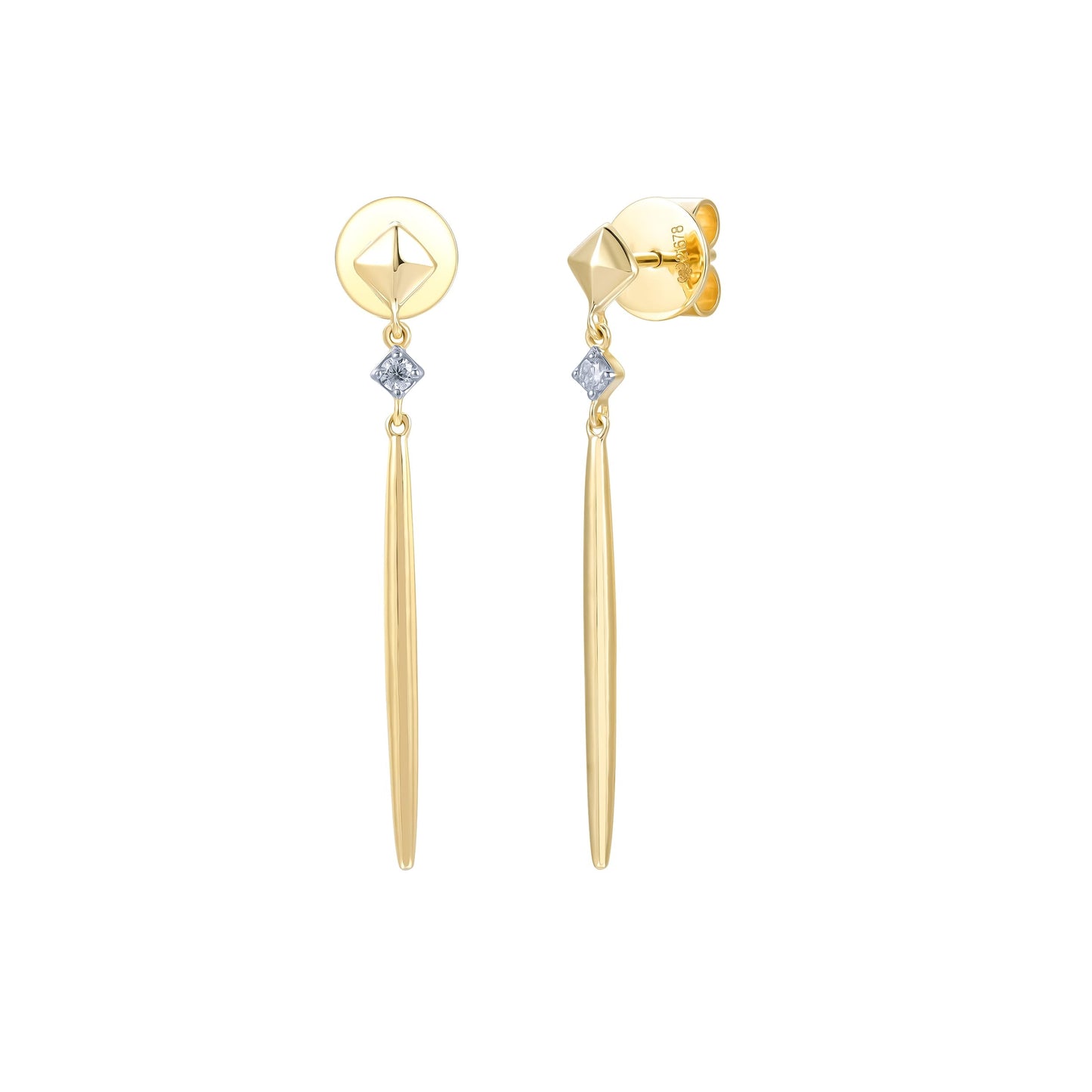 14KY DIAMOND PRONG SET STICK EARS