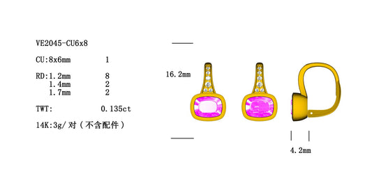 14KY SEMI PREC BEZEL SET EAST WEST EARS
