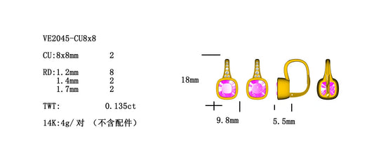 14KY SEMI PREC DANGLE BEZEL SET EARS