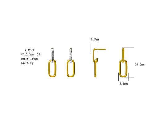 14KW/Y DIAMOND PAPER CLIP MICRO PAVE EARS