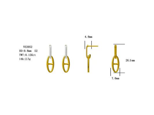 14KY DIAMOND PAPER CLIP MICRO PAVE EARS