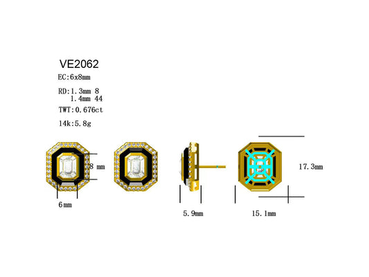 14KW DIAMOND MOSAIC HALO EARS