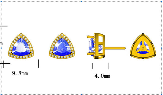 14KY SEMI PREC STUD HALO EARS
