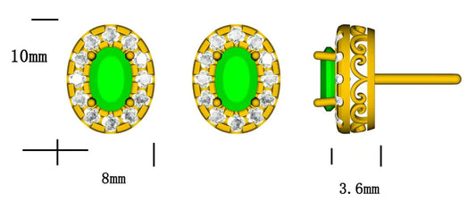 14KW PREC COLOR STUD HALO EARS