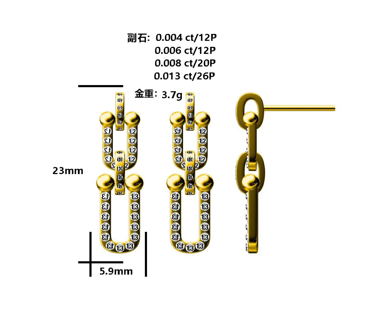 14KY DIAMOND PRONG SET LINK EARS