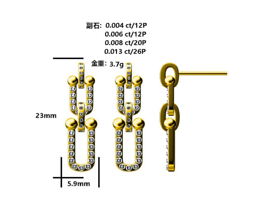 14KY DIAMOND PRONG SET LINK EARS