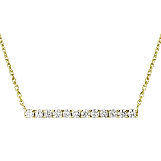14KY DIAMOND PRONG SET BAR NECKLACE