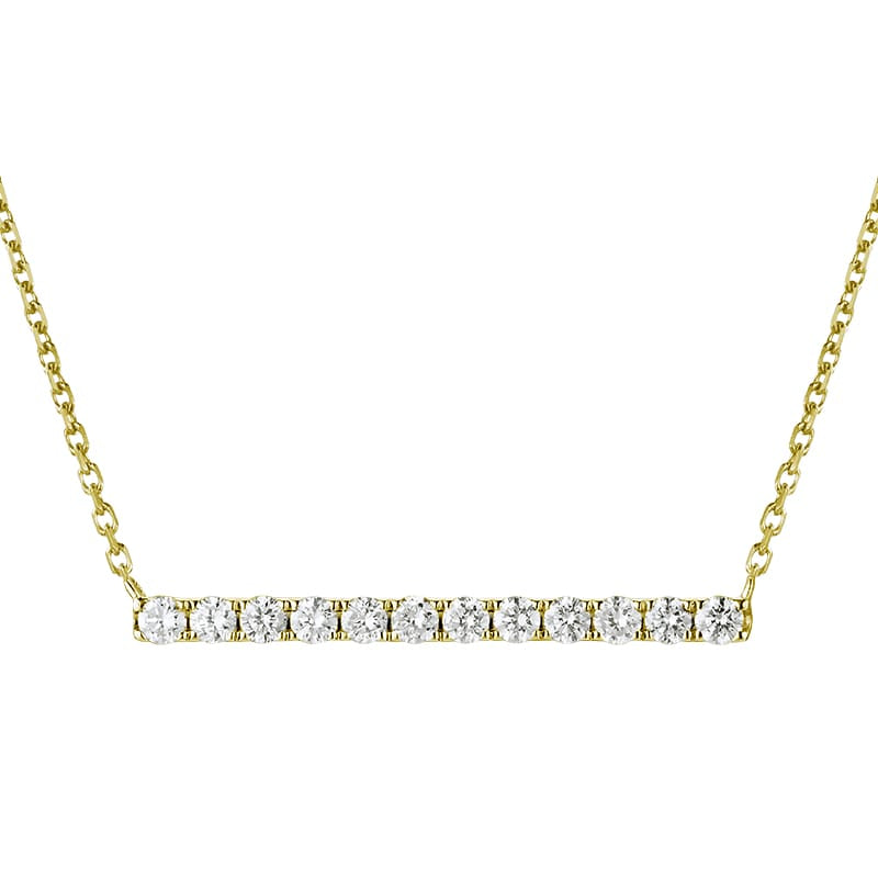 14KW DIAMOND PRONG SET BAR NECK