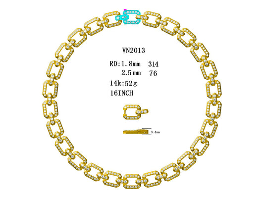 PT950 DIAMOND PAVE LINK NECKLACE