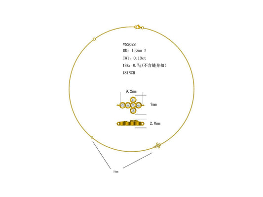 14KW DIAMOND BEZEL SET CROSS NECK