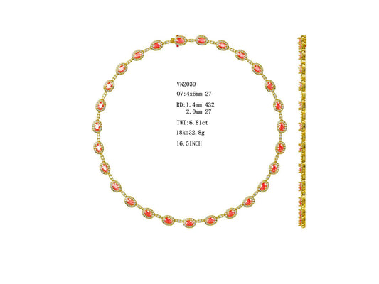 Pt950 PREC COLOR  HALO NECK