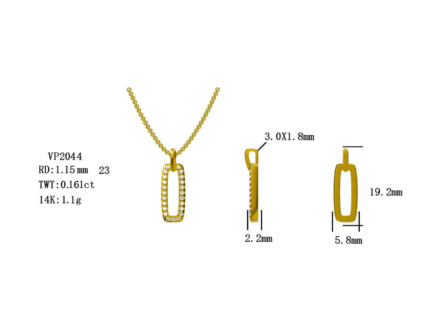 14KY DIAMOND LINK MICRO PAVE NECK