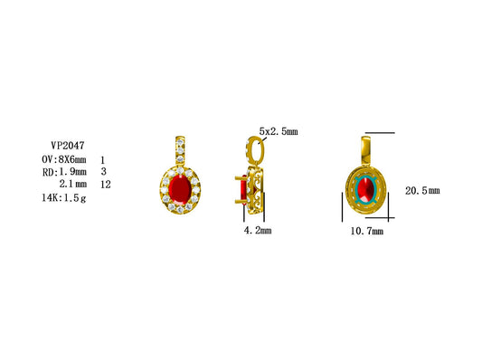 14KY PREC COLOR PRONG SET HALO PEND