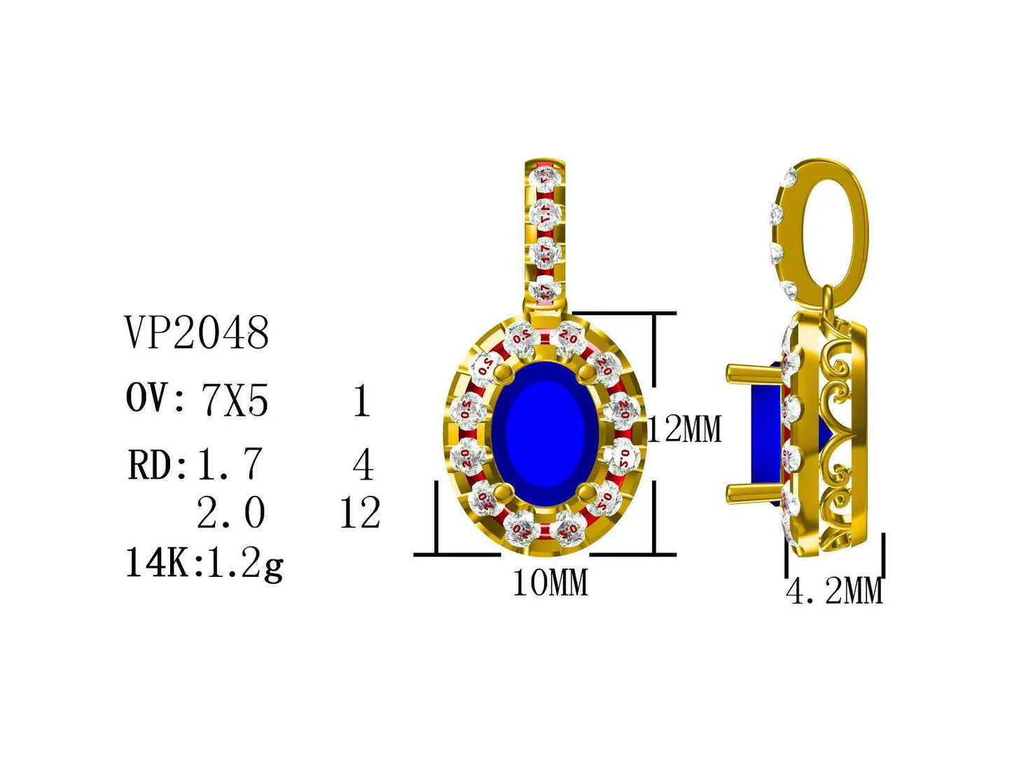 14KW PREC COLOR  HALO PEND