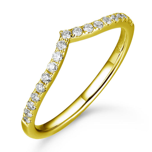 14KY DIAMOND V-SHAPE STK BAND RING