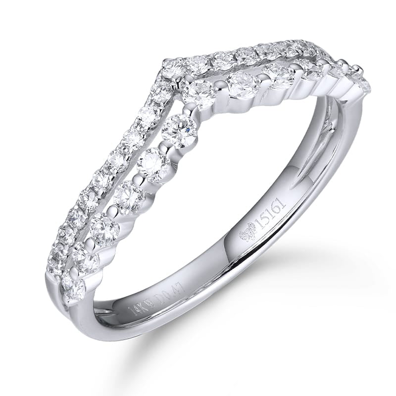 PT950 DIAMOND DOUBLE V  RING