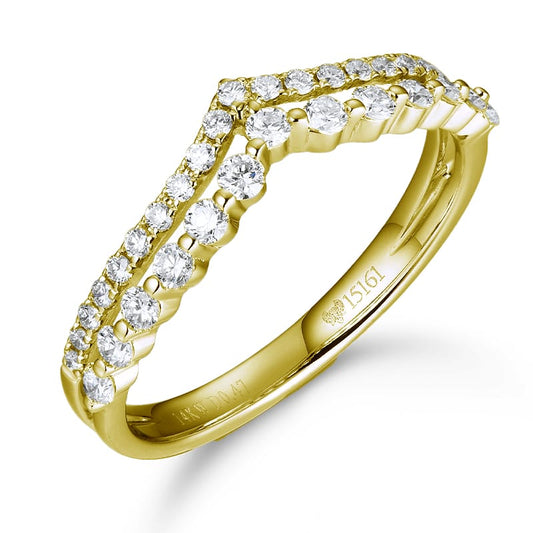 14KY DIAMOND DOUBLE V BAND RING