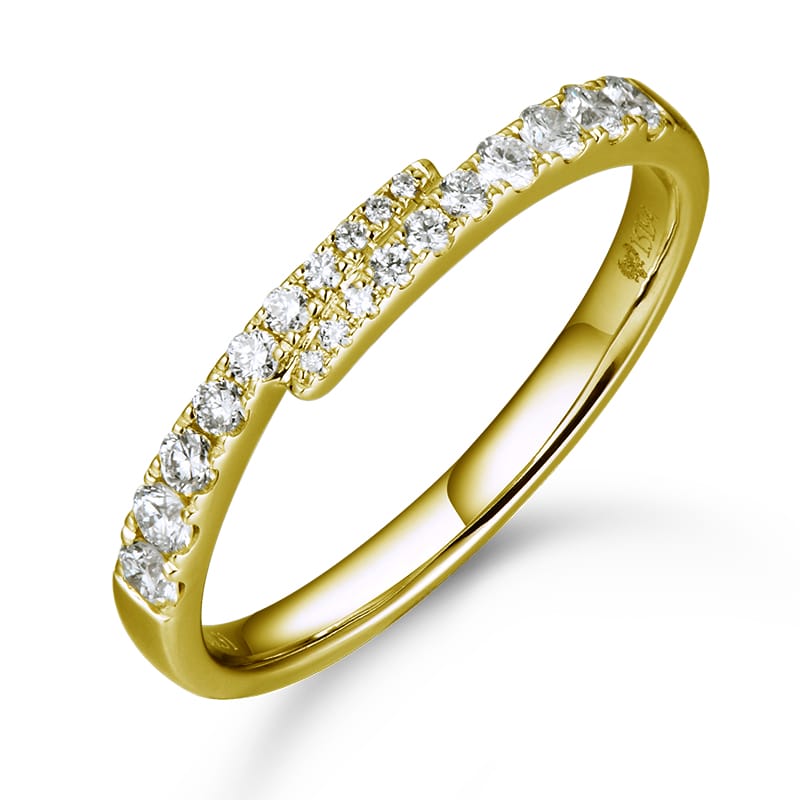 14KY DIAMOND STACK BAND BYPASS RING