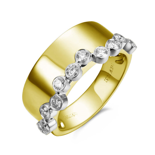 14KW/Y DIAMOND BEZEL SET WIDE BAND RING