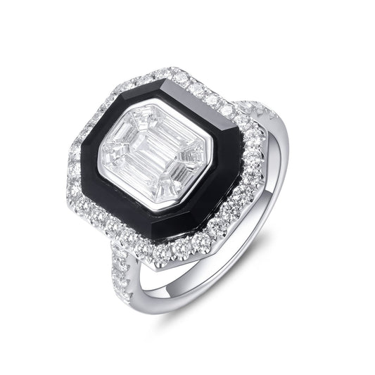 14KW DIAMOND MOSAIC HALO RING