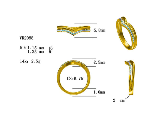 14KR DIAMOND V SHAPE BAND RING
