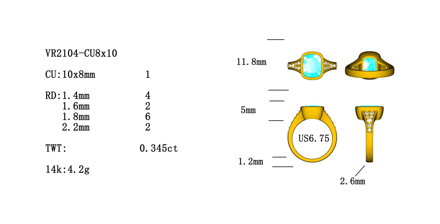 14KY SEMI PREC NORTH SOUTH BEZEL SET RING