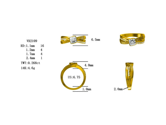14KY DIAMOND CLUSTER CROSSOVER RING