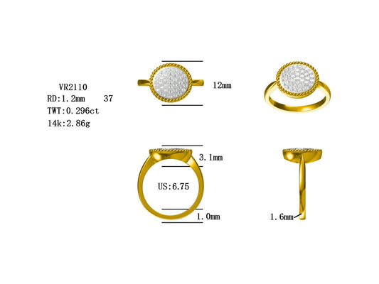 14KY DIAMOND TWIST ROPE MICRO PAVE RING