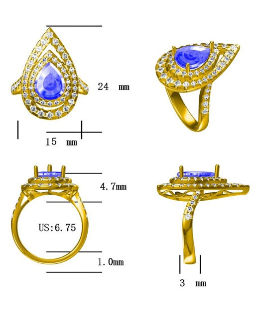 Pt950 SEMI PREC DOUBLE HALO  RING
