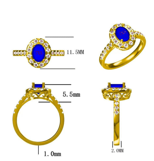14KY PREC COLOR  HALO RING