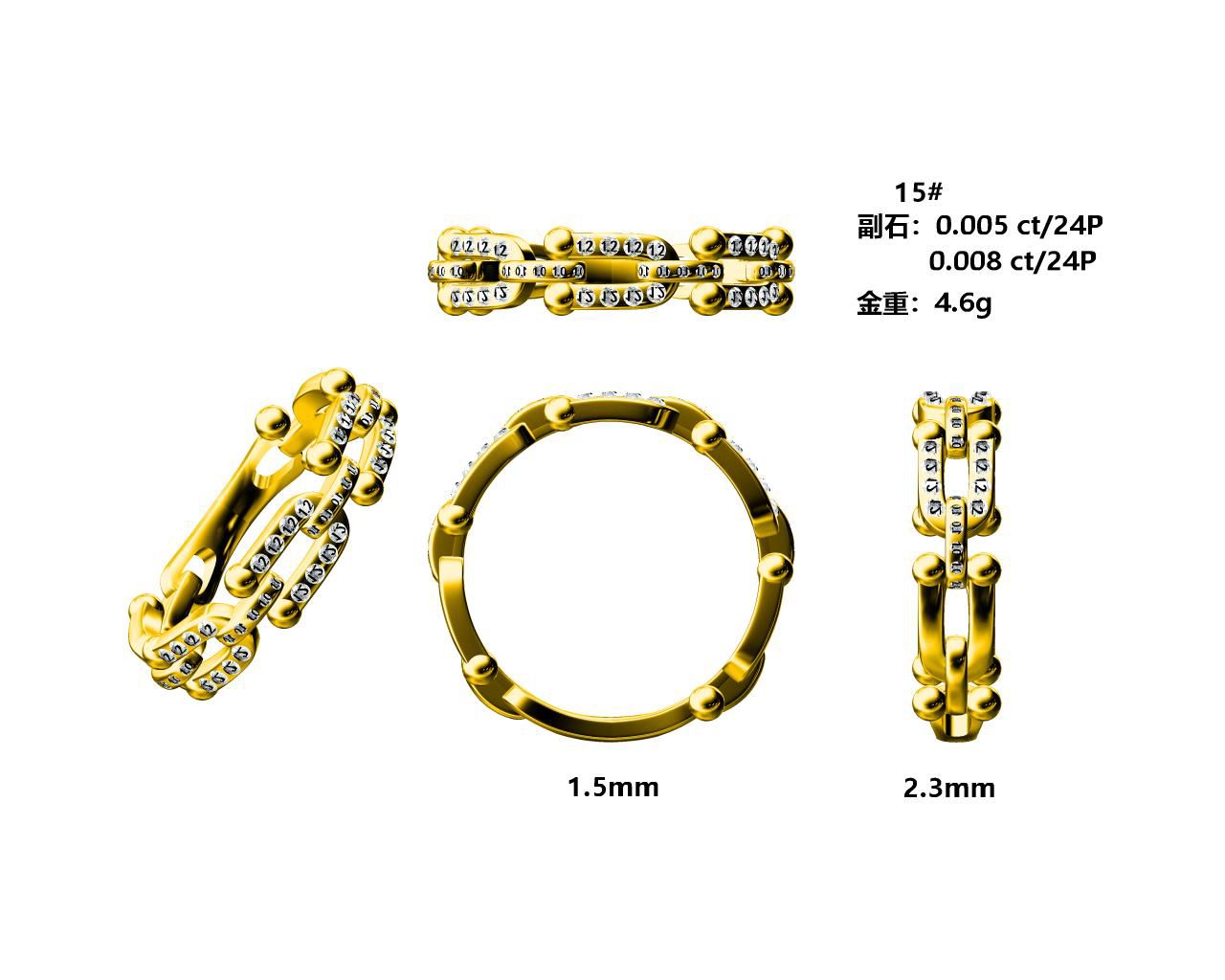 14KY DIAMOND PRONG SET LINK RING