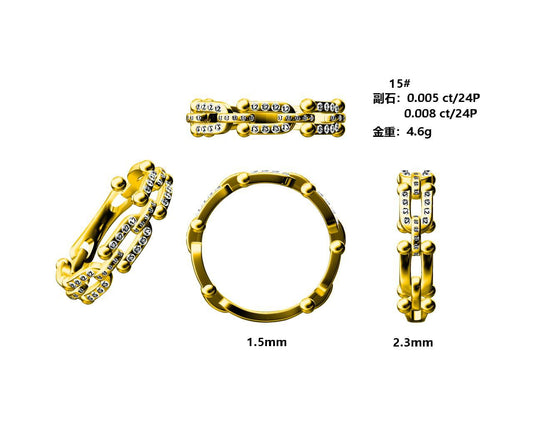 14KY DIAMOND PRONG SET LINK RING