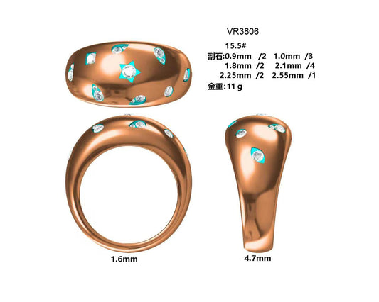 14KY DIAMOND MULTI SHAPE DOME RING