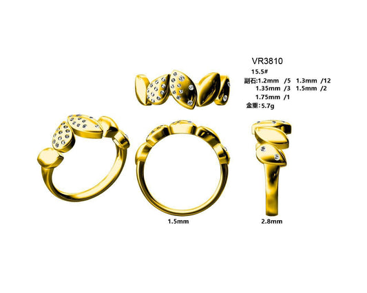 14KY DIAMOND ZIG ZAG WIDE BAND RING