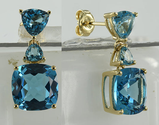 14KY AMETHYST,PERIDOT,BLUE TOPAZ EARRING