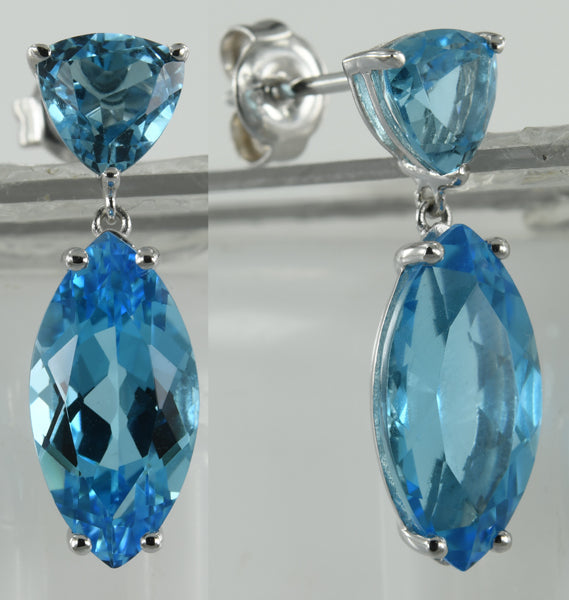 14KW BLUE TOPAZ EARRING