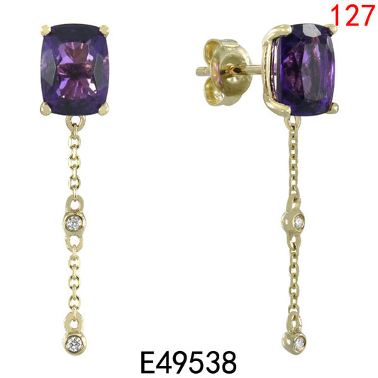 14KY AMETHYST EARRING W/DIA