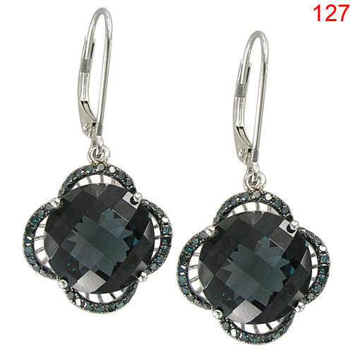 14KW LONDON BLUE,BLUE DIAMOND EARRING