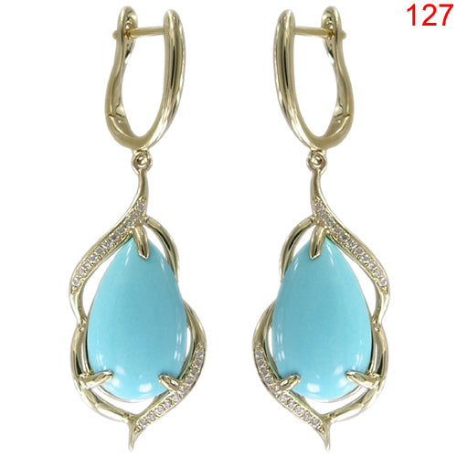 14KY TURQUOISE EARRING W/DIA