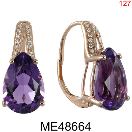 14KR AMETHYST EARRING W/DIA