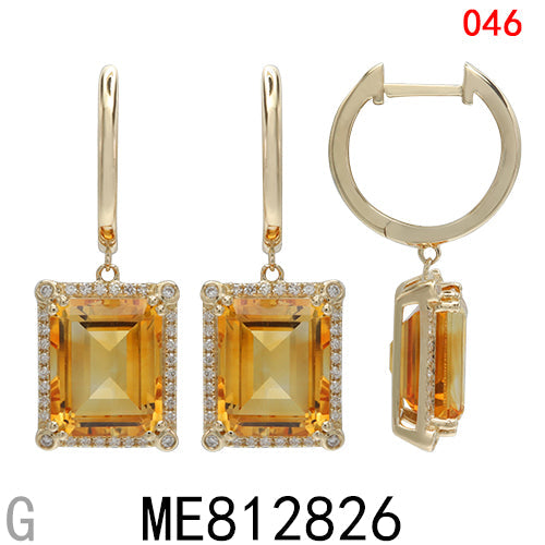 14KY CITRINE EARRING W/DIA