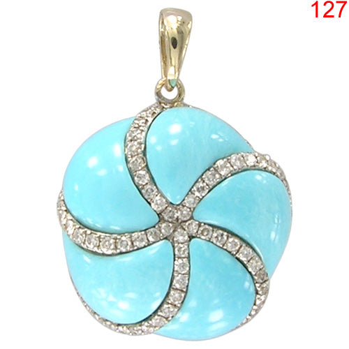 14KY TURQUOISE PENDANT W/DIA
