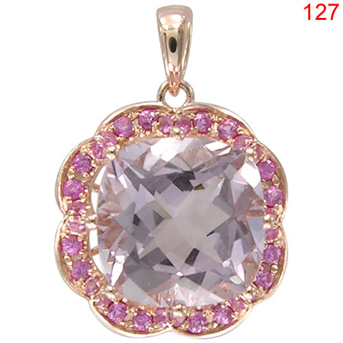 14KR PINK AMETHYST,PINK SAPPHIRE PENDANT