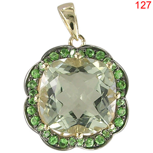 14KY GREEN AMETHYST,TSAVORITE PENDANT
