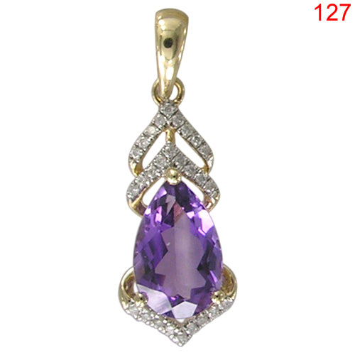 14KY AMETHYST PENDANT W/DIA