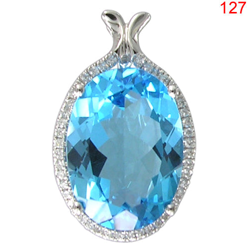 14KW BLUE TOPAZ PENDANT W/DIA